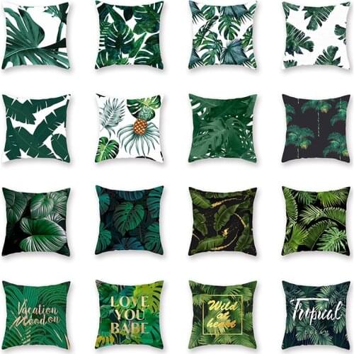 Tropical Leaf Cushion Cover Car Seat Pillow Cover Decoration Home Decorative Pillowcase 45x45 Sofa funda cojin exterior