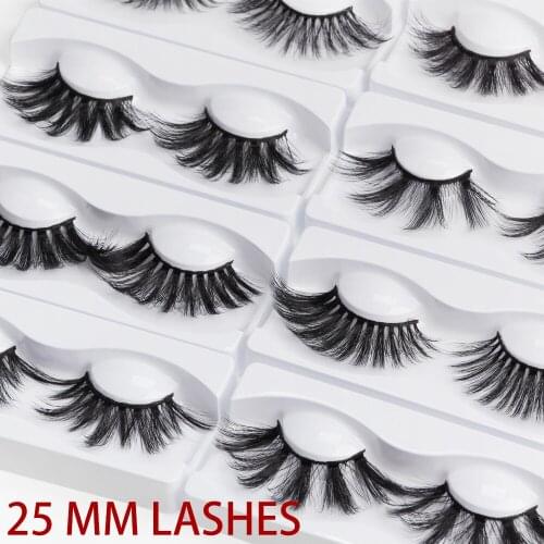 Wholesale 5/10/30/50 pairs 25mm Lashes Mink Eyelashes Cruelty Free Fluffy Messy Dramatic Long False Eyelashes Eyelash Extension