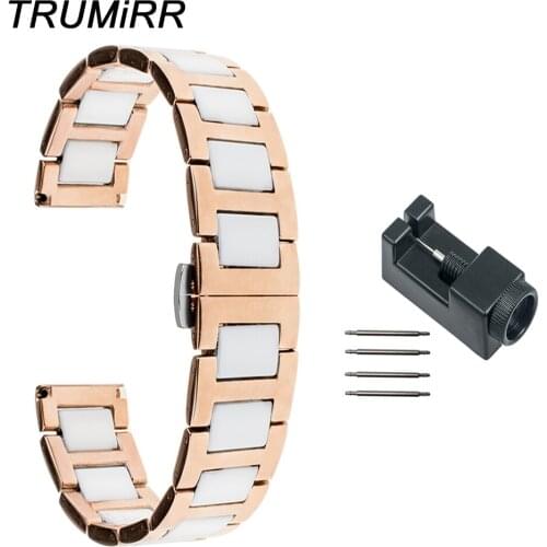 Ceramic + Stainless Steel Watch Band 18mm 20mm for DW (Daniel Wellington) Wrist Strap Butterfly Clasp Bracelet + Link Remover