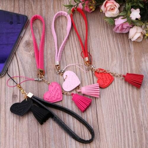 Love Heart Tassel Hand Wrist Lanyard Strap String Phone for iPhone 7 8 X 6 for Samsung/Xiaomi Camera USB Flash Drive Keychain