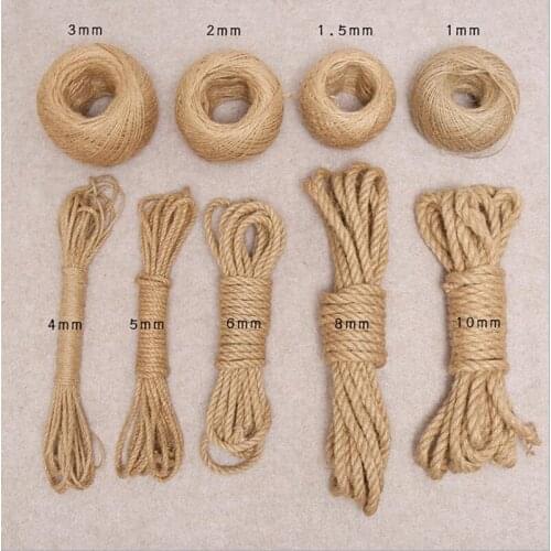 3mm-12mm Natural Jute Twine Burlap String Hemp Rope Party Wedding Gift DIY Florists Craft Packing Strings Christmas Decoration