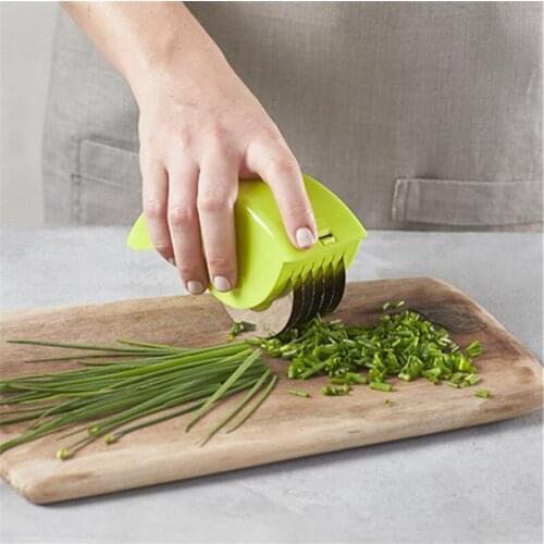 Herb Rolling Roll Rollers Mincer Manual Hand Scallion Cutter Slicers 6 Stainless Steel Blade Kitchen Vegetable Chop