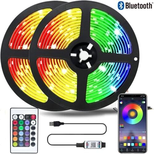 LED Strip Light RGB Diode Flexible Ribbon Lamp Tape SMD2835 Bluetooth IR Remote 3 Key Control DC5V USB Powered DIY TV Backlight