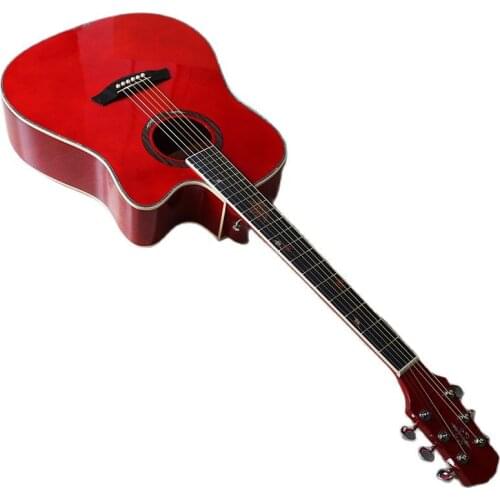 41 inch western guitar acoustic guitar high gloss 6 string full size folk guitar with celluloid binding