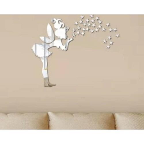 1pcs New Fairy Elves Star Wall Stickers Mirror Stickers Decal For Living Room Bedroom Bathroom Nordic Decor Vanity Small Mirror
