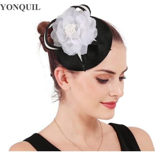 Church Party Hats Orange Bow Fedora Caps Feather Hair Clips Fascinators Women Elegant Lady Headwear Decoration Headdress SYF680