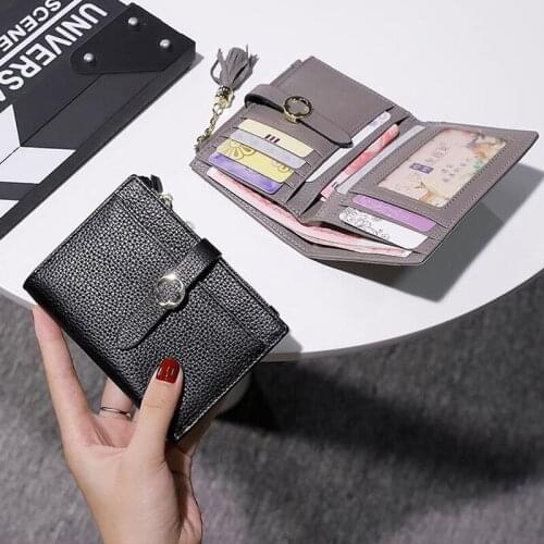 San Maries Tassel Women Wallet Small Cute Wallet Women Short Cow Leather Women Wallets Zipper Purses Portefeuille Female Purse