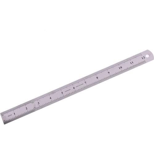 1 Pc 30cm Stainless Steel Metal Straight Ruler Precision Double Sided Learning Office Stationery Drafting Supplies Non Skid Back