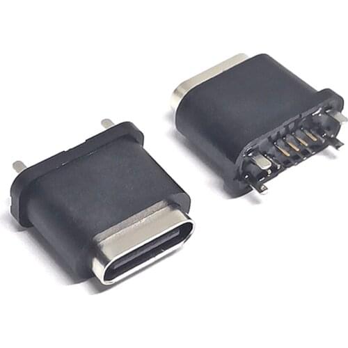 2-10pcs Micro USB 3.1 waterproof TYPE C Power Connector 16PIN vertical Socket IPX7 Type-C Charging Port Dock Female