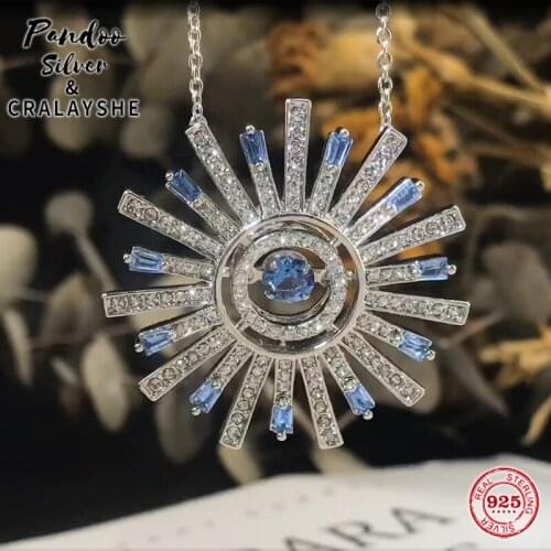 2021 S925 Sterling Silver Jewelry Original 1:1 Copy, SWAN SUNSHINE Crastal Sun Flower Necklace For Women Elegant Gift With Logo