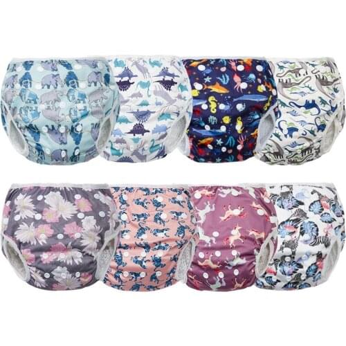 3pcs/lot Infant Swimming Trunks Children Training Pants Cartoon Washable Diaper Panties Adjustable Breathable