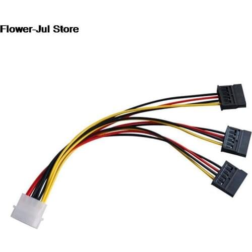 1pc 4 Pin IDE Molex To 3 Serial ATA SATA Power Splitter Extension Cable Connectors Computer Connection And Plugin