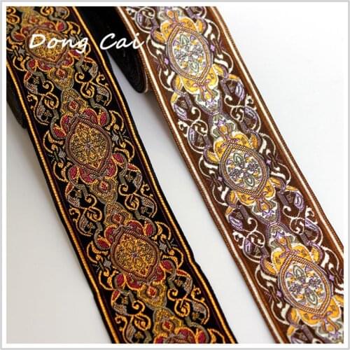 5yards/lot Dongcai 5cm Wide Embroidered Webbing Woven Ribbon DIY dress clothing Decorating Accessories National style Lace