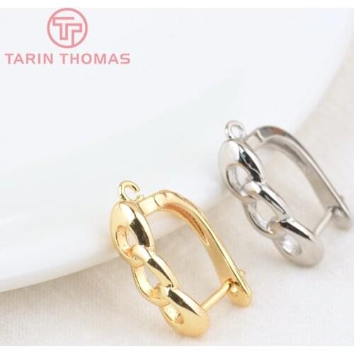 6PCS 13x19MM 24K Gold Color Brass Braided Rope Earrings Hoop Earring Clip High Quality DIY Jewelry Making Findings