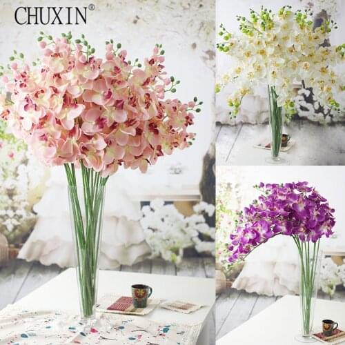 8 heads silk Phalaenopsis Simulation orchids artificial flower for wedding new home decoration gift HI-Q 6pcs/lot