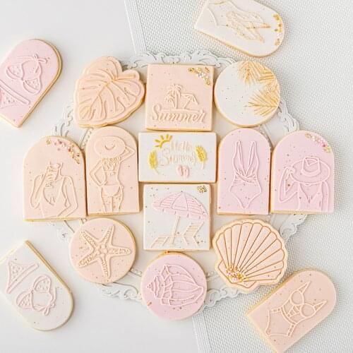 Acrylic Summer Girl Bikini Embossed Mold Cake Fondant Mold Fondant Sugar Craft Cookies Embosser Cutter DIY Cake Decoration Tools