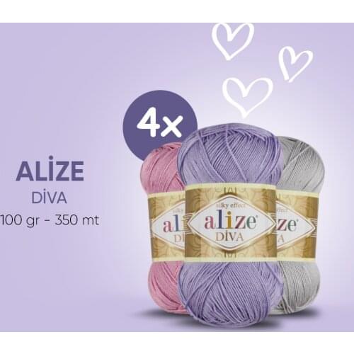 Alize Diva Yarn 4 Balls - Free Shipping! Knitting Crochet Silk Effect Lace Thread Light Sport Summer Hat Bag Dress Top Amigurumi