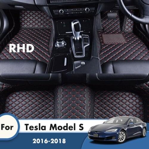 RHD Custom Car Floor Mats For Tesla Model S 2018 2017 2016 Auto Interiors Accessories Styling Custom Front & Rear Side Foot Pads