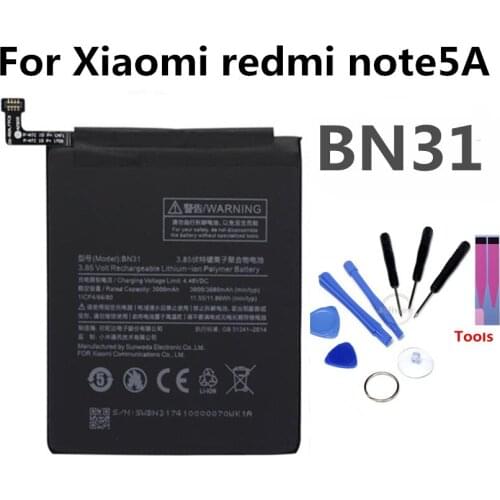 BN31 Mobile Phone Battery For Mi 5X Mi5X Redmi Note 5A / Pro Mi A1 Redmi Y1 Real Capacity 3080mAh Replacement Li-ion Battery