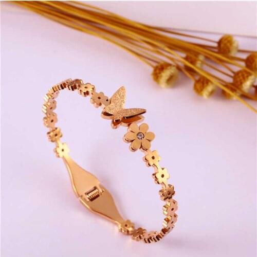OUFEI Butterfly Bracelets Bangles For Women Stainless Steel Jewelry Cuff Bracelet Fashion Jewellery Accessories Free Shipping