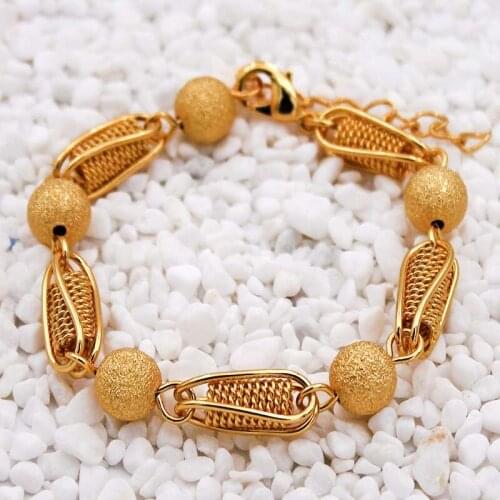 Trendy Charm Gold Ball Copper Bracelets Beaded Bracelet For Women Girl Fashion Jewelry Accessories Wedding Party Birthday Gift
