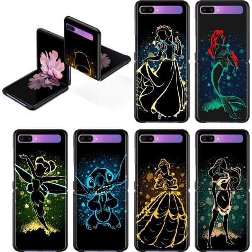 Elsa Ariel Princess Case For Samsung Galaxy Z Flip 6.7" Flip3 5G Black PC Hard Phone Cover Segmented Protect Coque