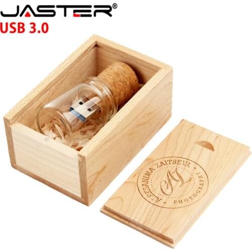 JASTER wooden cork drifting bottle usb3.0 flash drive pendrive 4GB 8GB 16GB 32GB 64GB wishing bottle wedding gift free shipping