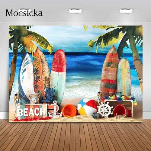Beach Bash Surboard Backdrop for Photography Newborn Kids Portrait Background for Photo Studio Photocall Oil Painting Abstract