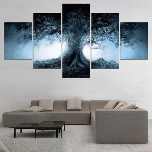Hd print poster 5 Panels Canvas Art Painting Print Modern tree Pictures Art Gallery Wrapped for Bedroom Wall Decor frame