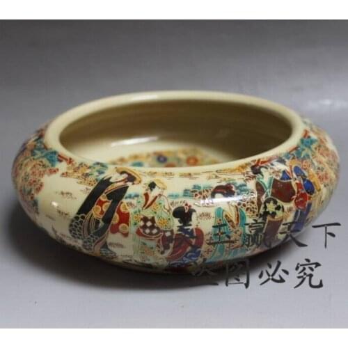 Jingdezhen Ceramics Ming-Qing Period Enamel Maid Writing-Brush Washer Stationery Accessories Large Ashtray