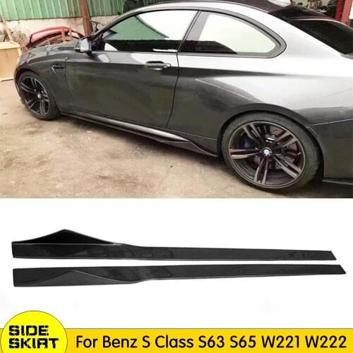 W221 W222 Carbon Fiber Side Body Skirts Kit Lip Splitters Bumper Cover for Mercedes-Benz S Class S63 S65 W221 W222