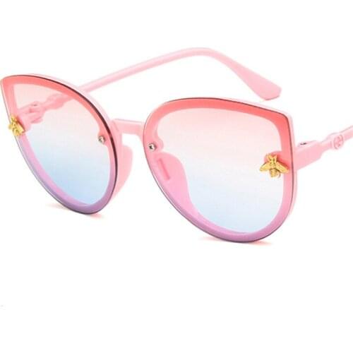 Cute Children Sunglasses Brand 2021 Kids Girls Boys Toddler Pink Cat Eye Sun Glasses KS011