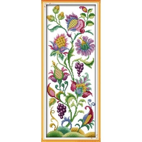 Joy Sunday Abstract Flowers Cross Stitch Patterns DMC 14CT Cross Stitch Printed Canvas Kits Embroidery DIY Set Home Decor Gift