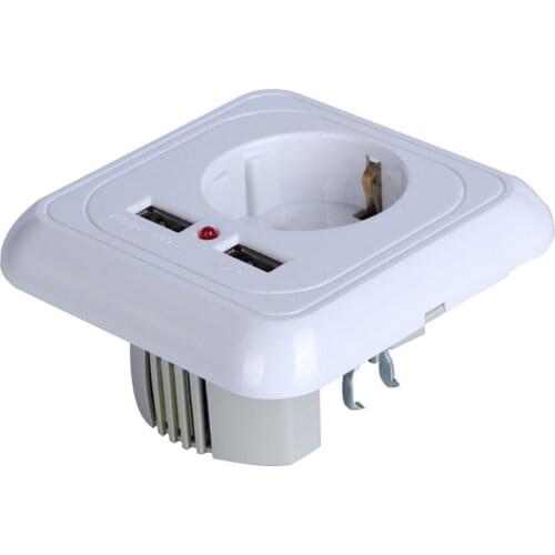 2020 Wall Power Socket Grounded 16A EU Standard Electrical Outlet With 2100mA Dual USB Charger Port for Mobile