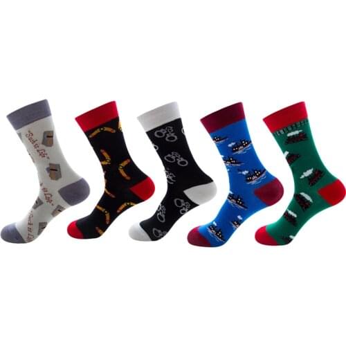 Women Men Socks Trains Ships Happy Socks Navy Blue Grey Green Mens Socks Manufacturer 100% Cotton Unisex Bright Stylish