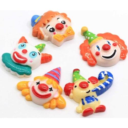 Novelty 2021 Hot Sale Kawaii Resin Circus Clown Cabochons Flatback Flat Back Resin Cartoon Clown Cabochon Charms