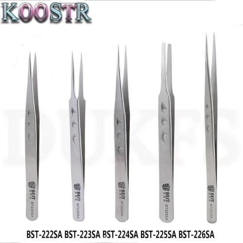 BST-Matt tweezers Pointed Straight Curved Eyelash Tweezers Stainless Steel Anti-Static Eyelash Tweezers Tool