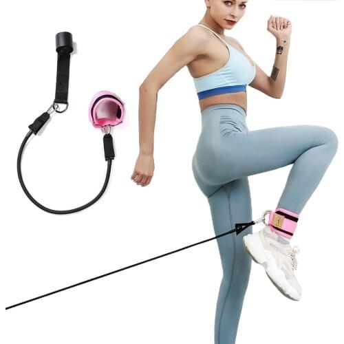 Adjustable D-ring Leg Resistance Bands Ankle Strap with Pull Tube for Gym Cable Machine Thigh Pulley Abs Glutes Kickback