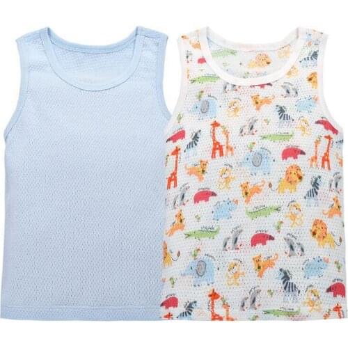 Baby mesh vest summer baby sleeveless shirt newborn cotton breathable boneless 2 pieces of a variety of colors