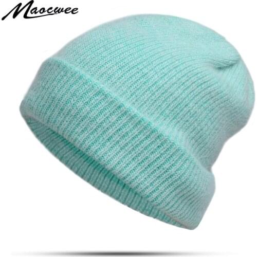 Rabbit hair Beanies Women Men Winter Hat Knitted Skuilles For Hats Balaclava Unisex Hats Cold-Proof And Warm-Keeping Beanie Caps