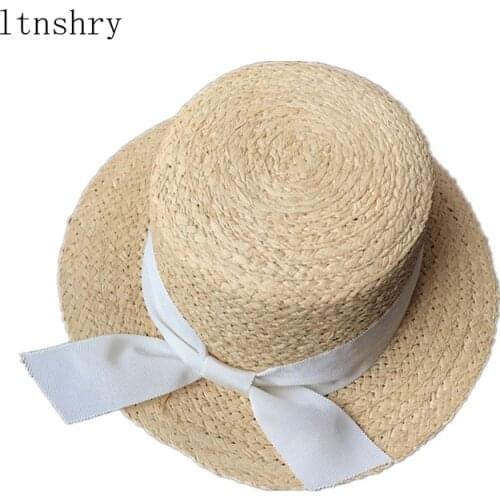 Fashion Summer Bowknot Straw Ribbon Sun Hats for Women Beach Sun Hat Wide Brim Foldable Panama Chapeau Femme Wide Brim Hat