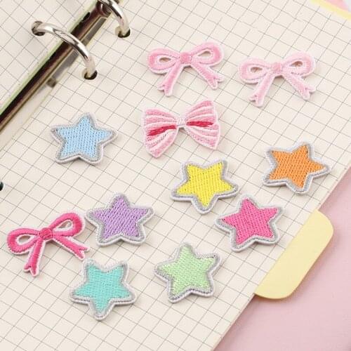 WhatIlife Embroidery Five-Pointed Star Bowknot Self-Adhesive Patch Sticker DIY Stripes Patches Badge Garment Sewing Accessories