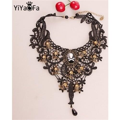 YiYaoFa Halloween Skull Lace Choker Necklace for Women Accessories Cosplay Jewelry Necklace Collar Lady Party Jewelry Y431