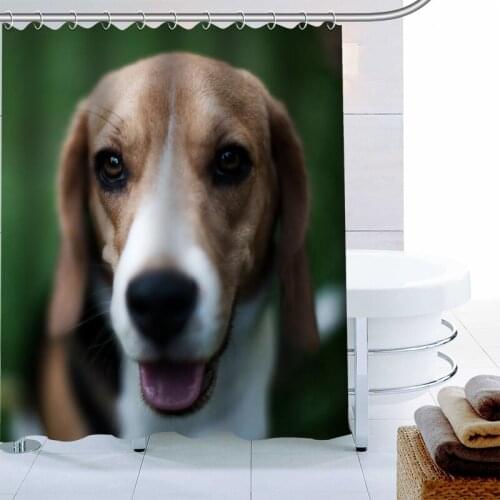 Beagle Dog Shower Curtain Polyester Fabric Print Bath Curtains For Bathroom Waterproof Bath Curtain Hook Modern Eco-Friendly