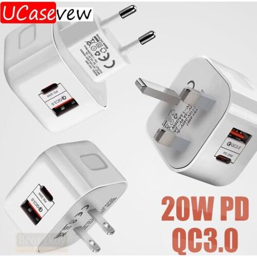 PD 20W USB Type C Charger EU US UK Adapter Fast Phone Charge For iPhone 12 Pro Max 11 X Xs Xr 6 7 8 iPad Huawei Xiaomi Samsung