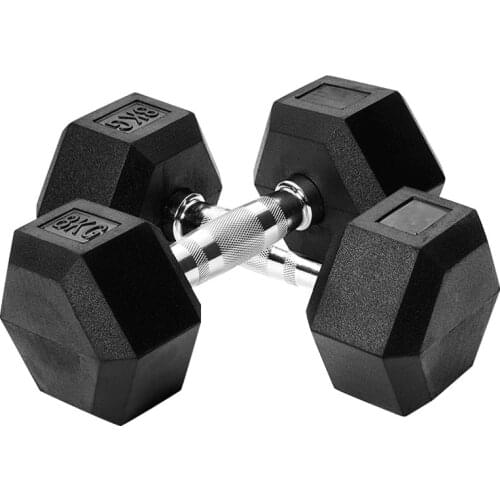 Environmental Protection Electroplated Rubber Dumbbell Household Fitness Equipment Arm Muscle Hexagonal Dumbbell Male Female Pai