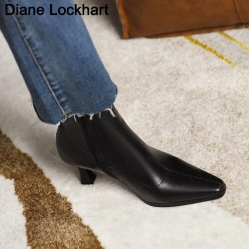 2021 Plus Size 34-46 Women Microfiber Short Boots Stiletto 8cm High Heels Pointed Toe Stiletto Ankle Booties Spring Autumn Shoes