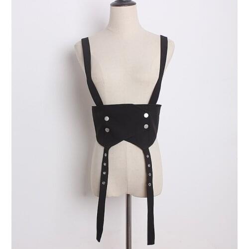 Womens Runway Fashion Black Fabric Vest Elastic Cummerbunds Female Dress Corsets Waistband Belts Decoration Wide Belt TB634