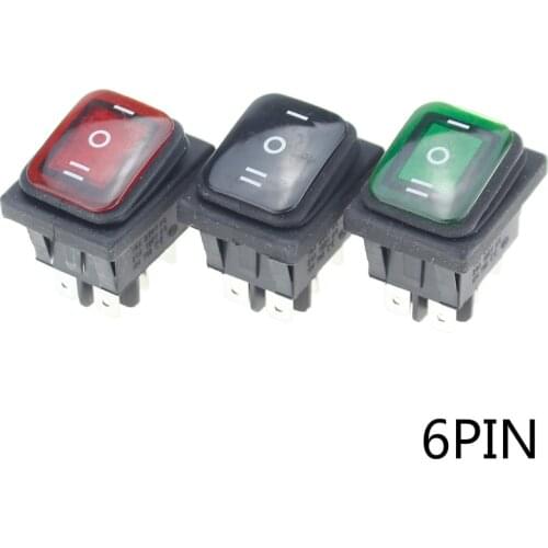 1pcs on off on 12V/220V Heavy Duty 6 pin DPDT IP67 Waterproof Auto Boat Marine Toggle Rocker Switch with LED 12V 220V 27x22mm