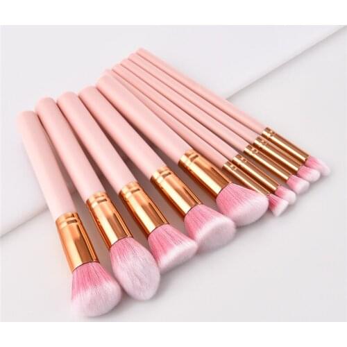 10pcs/lot Makeup Brushes Set pink handle women Foundation Blush Powder Blending Make Up Brushes Contour Cosmetic Tool ZZ10B
